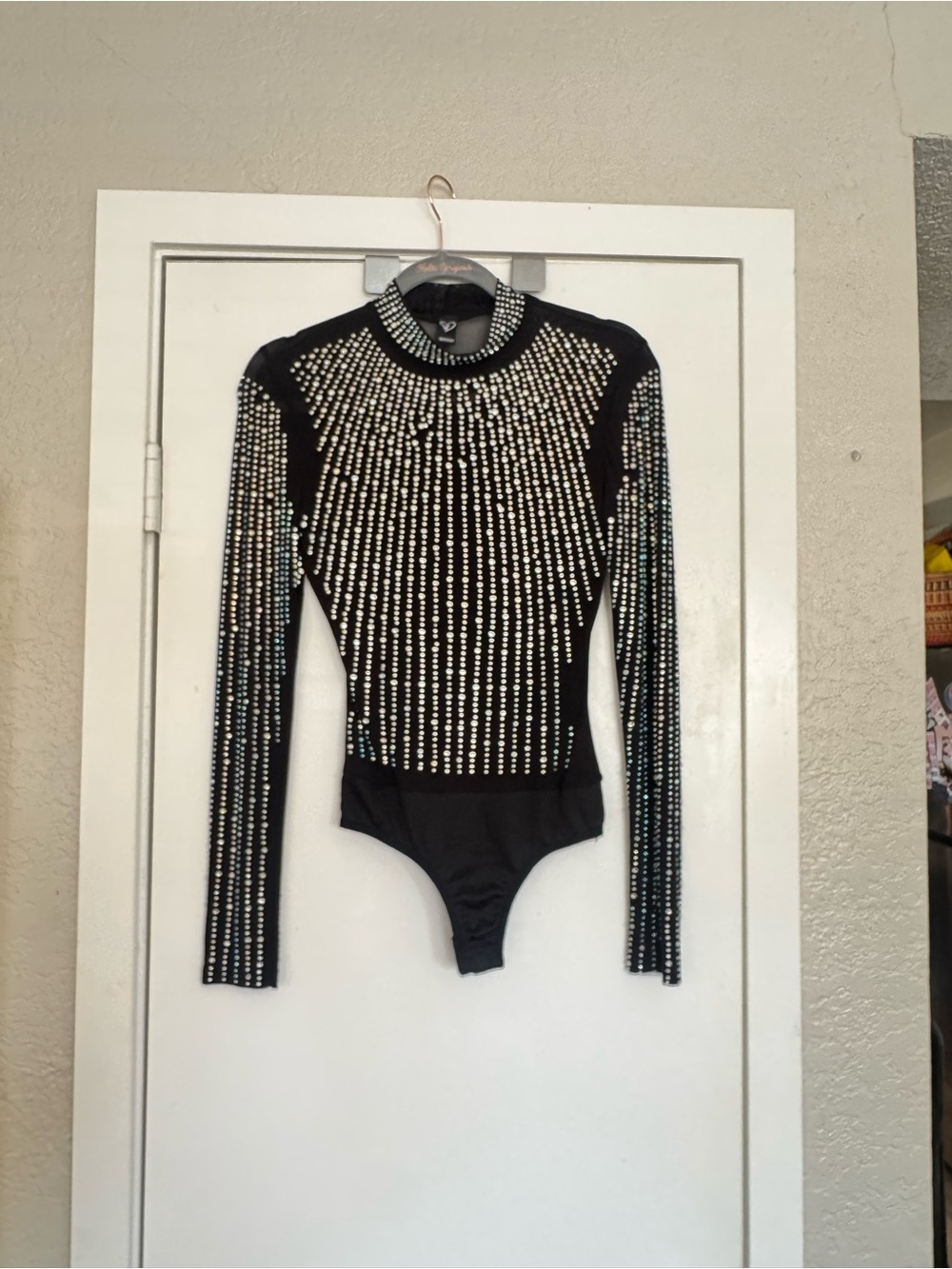 Windsor Black Rhinestone-Embellished Crewneck Top NWOT